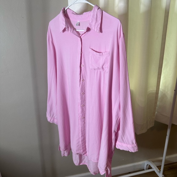 Beach Bikini Cover-up | Long Roll-up Sleeve Beach Shirt | Pink Button Down Shirt - Picture 6 of 14